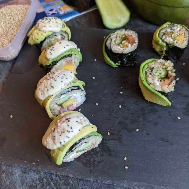 Mango sushi with ginger sauce
.
.
.
#mango #sushi #ginger #dairyfree #glutenfree #tasty #delicious #recipe #food #meal 
.
.
.
https://quintessentialmeals.com/mango-sushi-with-ginger-sauce/